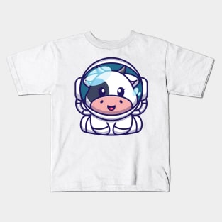 Cute baby cow wearing an astronaut suit, cartoon character Kids T-Shirt